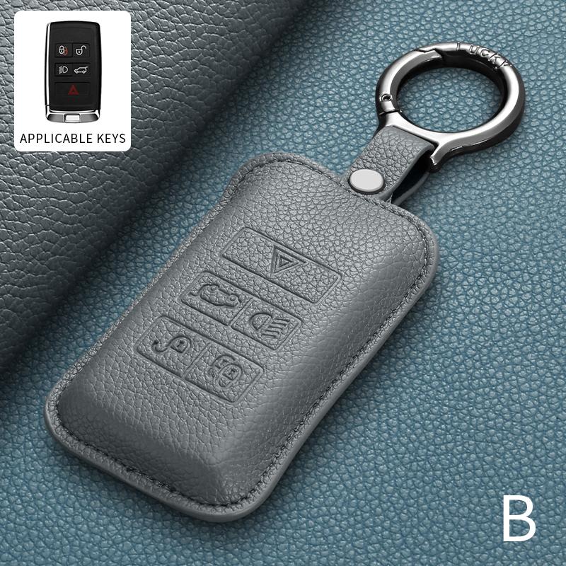 Auto Afstandsbediening Sleutelhoes Shell Voor Land Rover Range Rover Sport Evoque Velar Freelander 2 Leer Auto Sleutelhouder Shell Accessoire gray