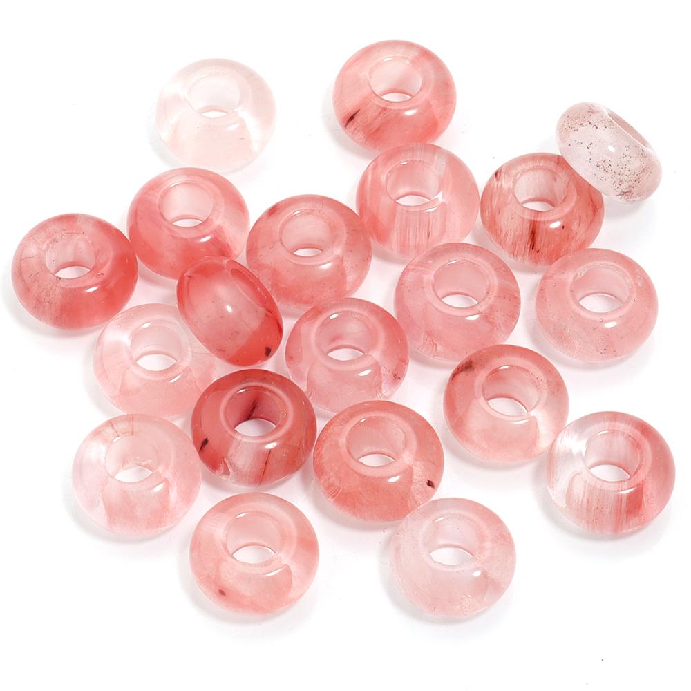 6pcs 14x8mm Natural Stone Beads Amethyst Tiger Eye Agate Jade Abacus Shape Big Hole Loose Beads for Jewelry Making DIY Bracelets