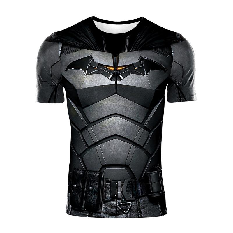 Durable Black Polyester Batman Cosplay Tee For Sports And Fitness