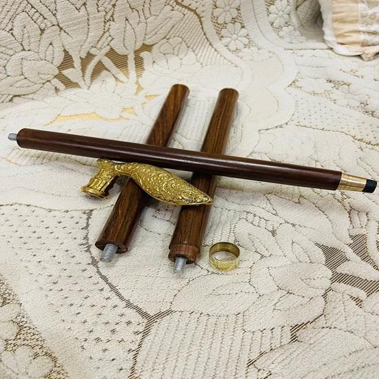 Premium Brass Wooden Walking Stick – Dismantles Into Three Parts, Elegant Gift for Gentlemen