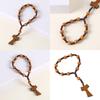 8mm Wood Rosary with Crosses for Faithfuls Unisex Religious Amulet Prayer Gift with Crosses for Meditations and Peace