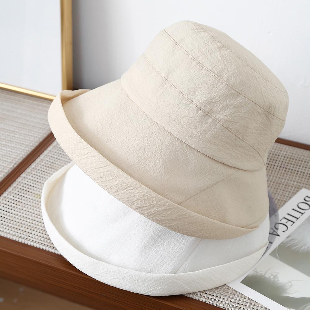 Solid-colored Cotton-linen Hats High-end Casual Sunscreen with Rolled Edges Bucket Hats For Men Women Fisher Hat