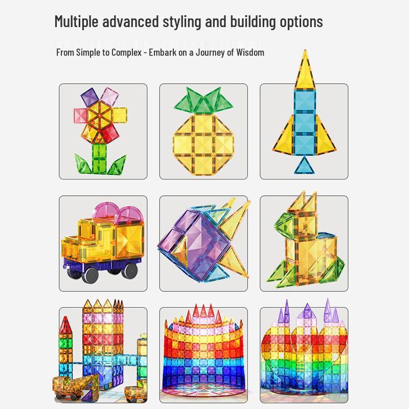 Stained Glass Magnetic Building Blocks Set - 100-Piece Educational Toy for Kids