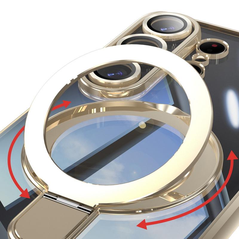 Magnetic Ring Stand Plating Case For Samsung Galaxy S26 Ultra S25 Edge S24 FE Plus Luxury Lens Protector Clear Back Shockproof Soft Silicone Cover