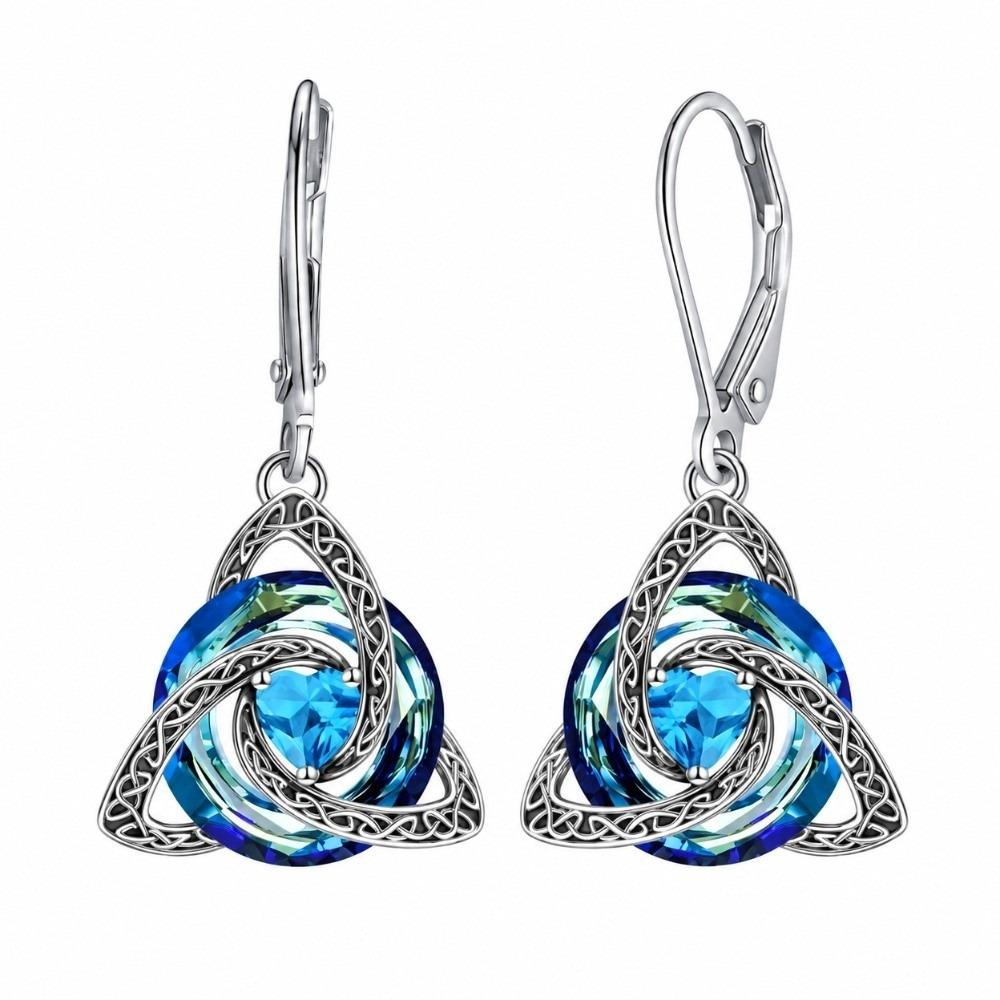 1 Pair 12 Birthstone Option Celtic Knot Earrings Stainless Steel Pendant Earrings Daily Wear