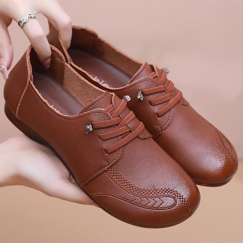 

Весенне-осенняя обувь, удобные мягкие кожаные туфли средней и пожилой возрастной группы, нескользящие туфли на плоской подошве для пожилых женщин в повседневном стиле 35 жёлтый