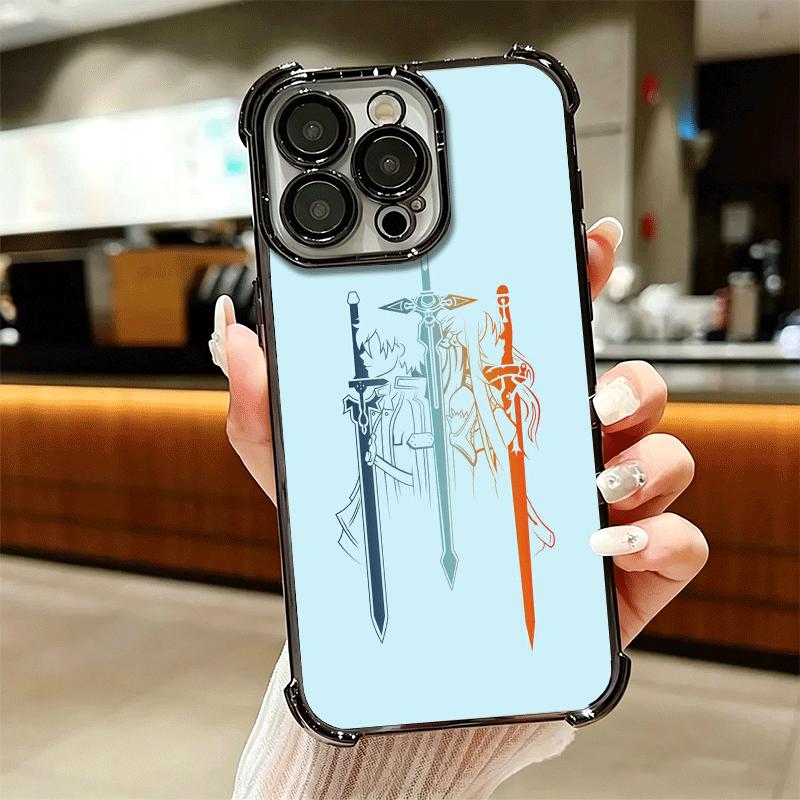 Sword Art Online Anime Plating Phone Case For Iphone 16 17 Pro Max Air 16E 14 15 Plus 12 13 Mini Anti-Fall Airabag Cover