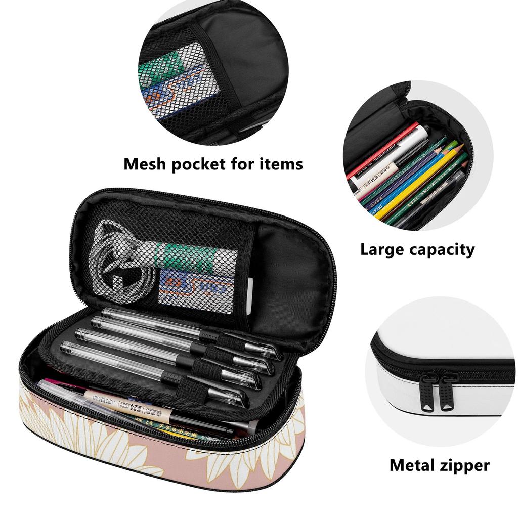 Pencil Case High Capacity Easy Open Zipper Durable 300D Polyester with Mesh Pocket Removable Divider and Pen Slots for Students