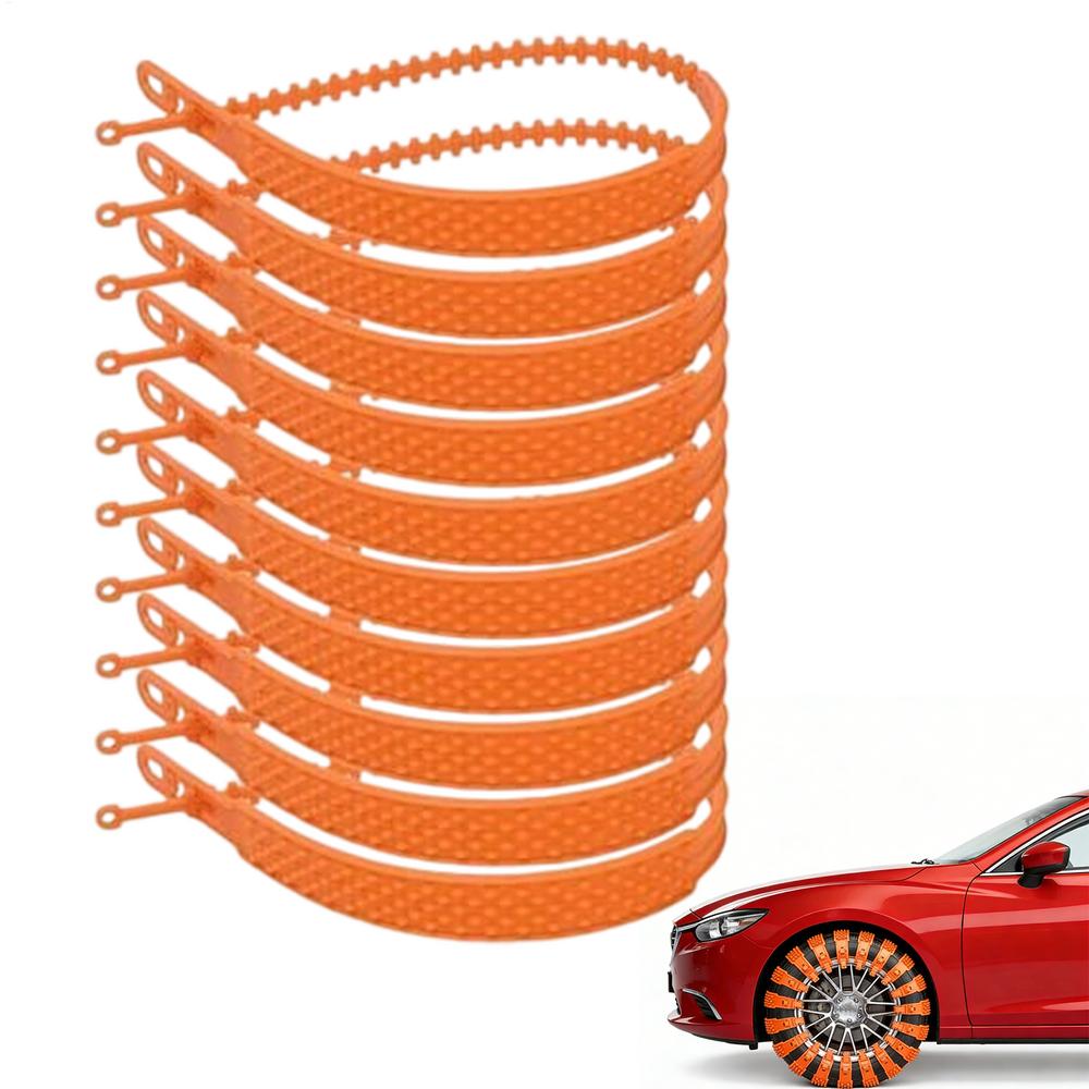

10pcs Universal Emergency Snow Chains For Cars, Quick Installation Anti-Skid Tire Traction For Snow & Ice Traction Aid