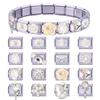 Y2K Purple Series Bow Candy Heart Flower Shiny Italian Charm Links Fit 9MM Stainless Steel Bracelet Girls' DIY Making Jewelry