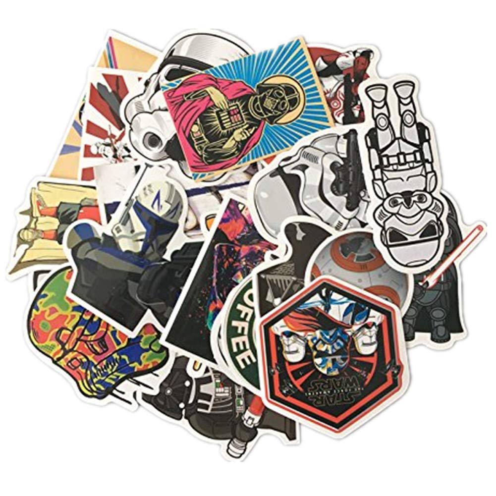 Star Wars Comic Waterproof Sticker Set for and Laptops 25-Piece Suitcases, Bicycles, Helmets, Computers, Phones,