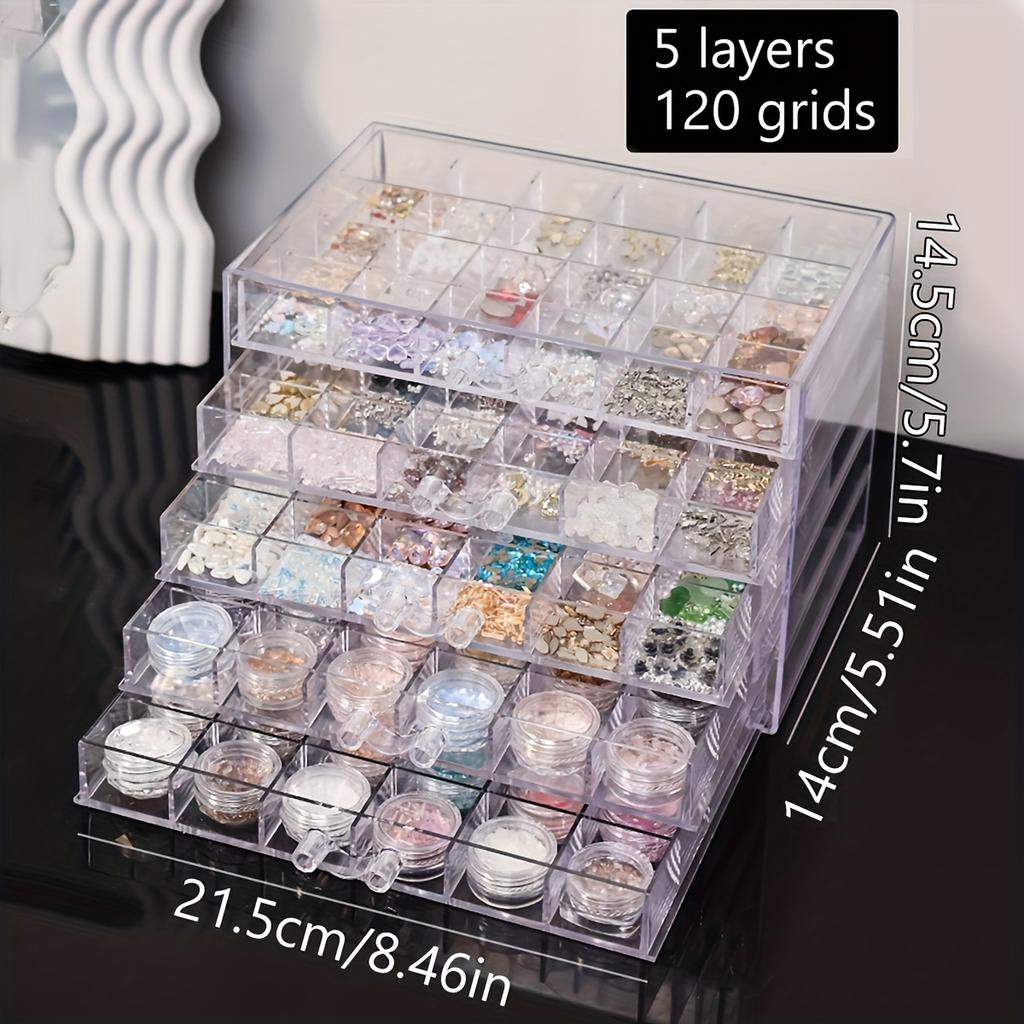 1pc acrylic 3-layer/5-layer jewelry nail accessories storage box, transparent ring jewelry display box room aesthetic decoration