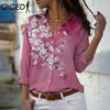 QICED 38 Color Women's Fashion Casual Long Sleeve POLO Neck Blouses & Shirts