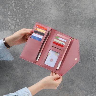 Women Leisure Bags Holder Fashion Buckle Wallet Artificial Leather Short Purse Tassel Ladies Long Wallets Card Holder GZW