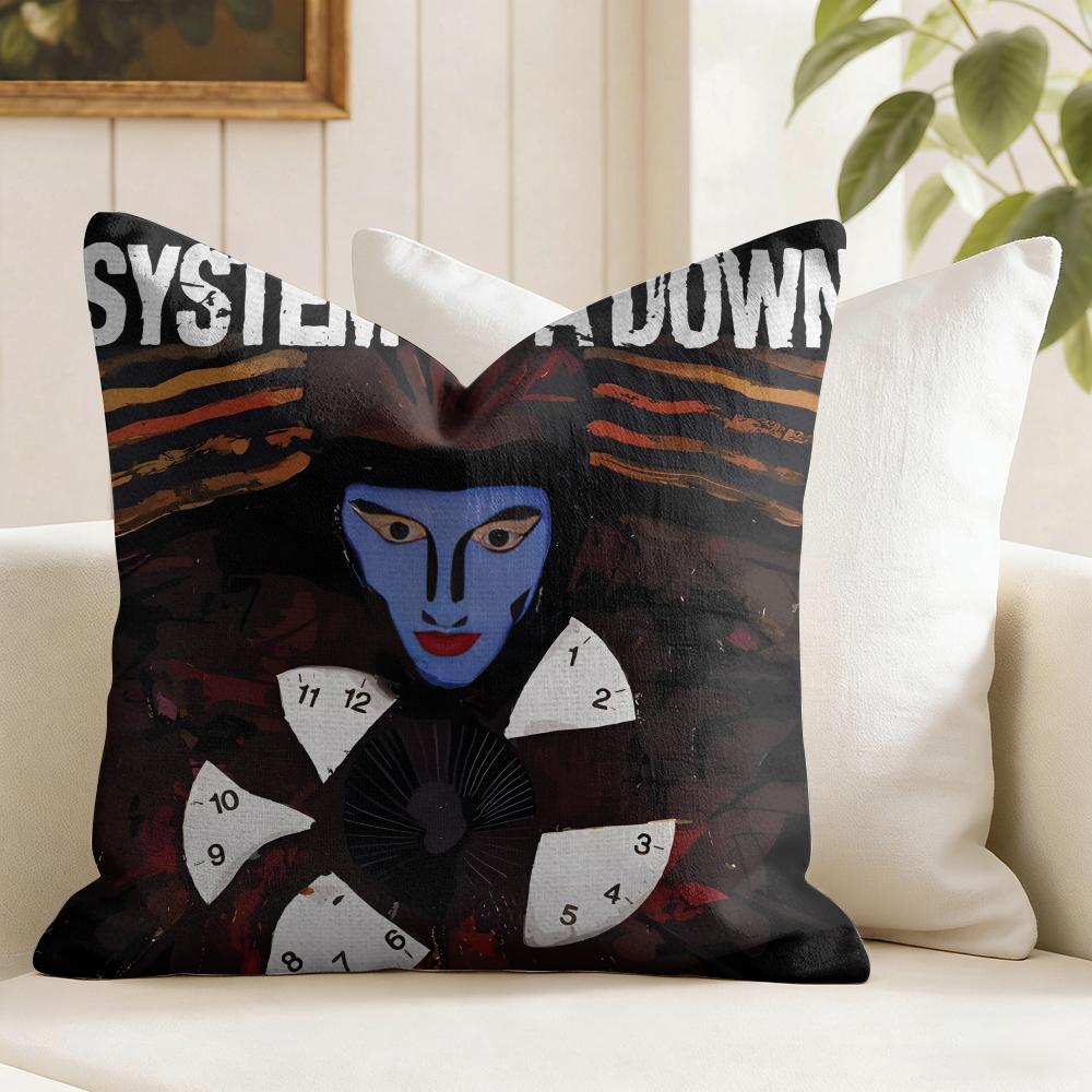 Metal Band SSystem Of A Down Cushion Cover Eco Linen Pillow Case DoubleSided Print Breathable Durable Zipper Home Decor Gift