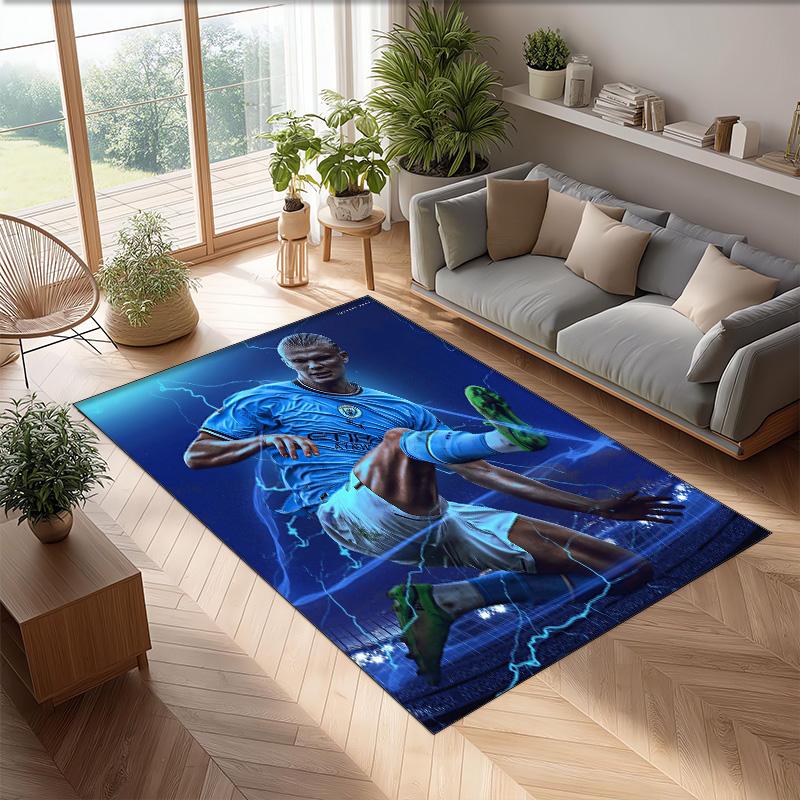 Erling Haaland Printed Flannel Area Rug Non Slip Soft Polyester Floor Carpet Indoor Decor Mat for Bedroom Living Room Sofa