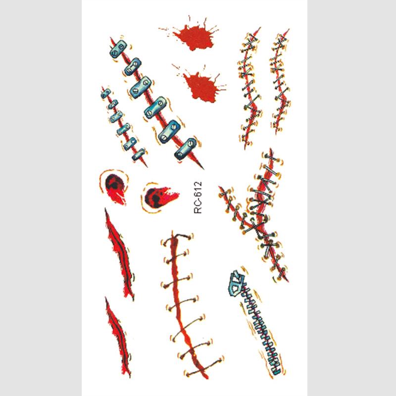Halloween Temporary Horror Surgery Wound Scar Tattoo Stickers