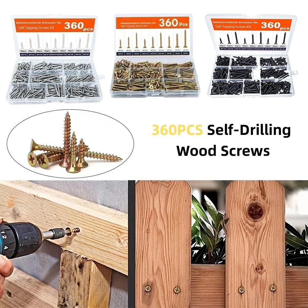 360 PCS M 3.5 Self-Drilling Wood Screws Wood Screw Flooring Nails Flooring Installation