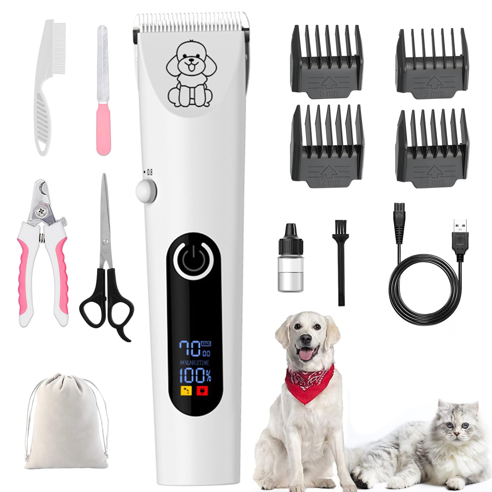 

Для домашних животных Машинки для стрижки собак кошек электрические Подходят для собак от маленьких до крупных Подходят для кошек и других мелких животных Уход за всем телом лапами мордой и задней частью белый