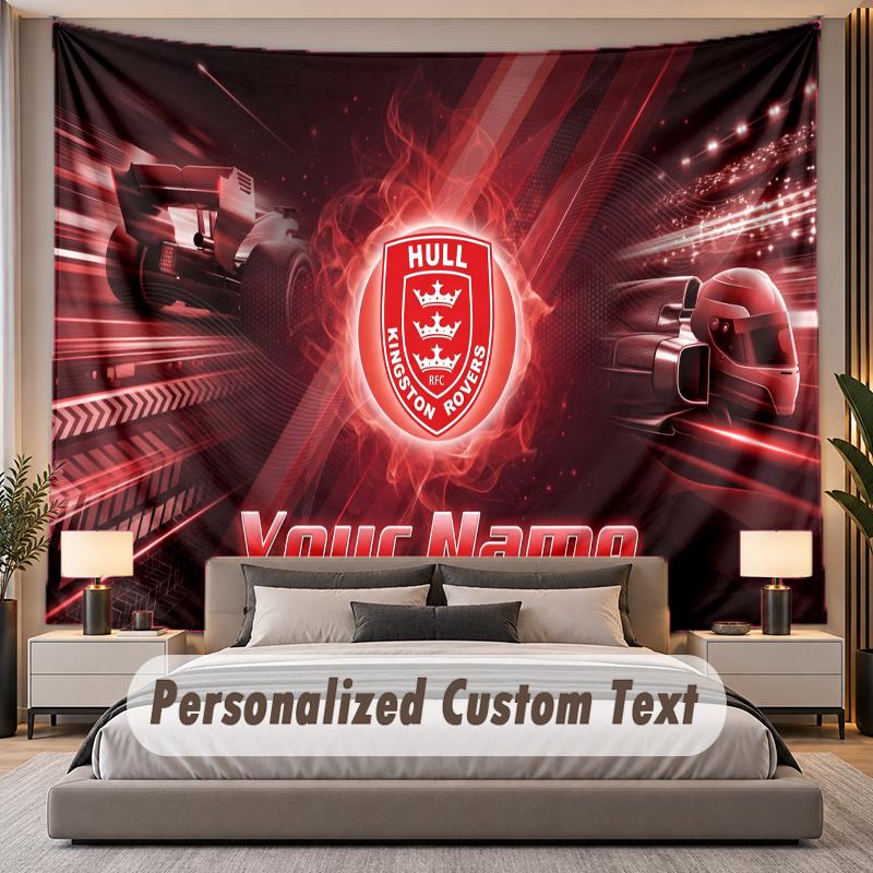 Custom Name Text Tapestry Hull KR Personalized Polyester Wall Tapestry For Bedroom And Room