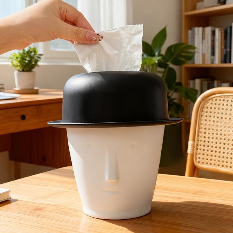 Top Hat Shaped Tissue Dispenser Decorative ABS Organizer for Living Room Bedroom Tabletop Home Essential
