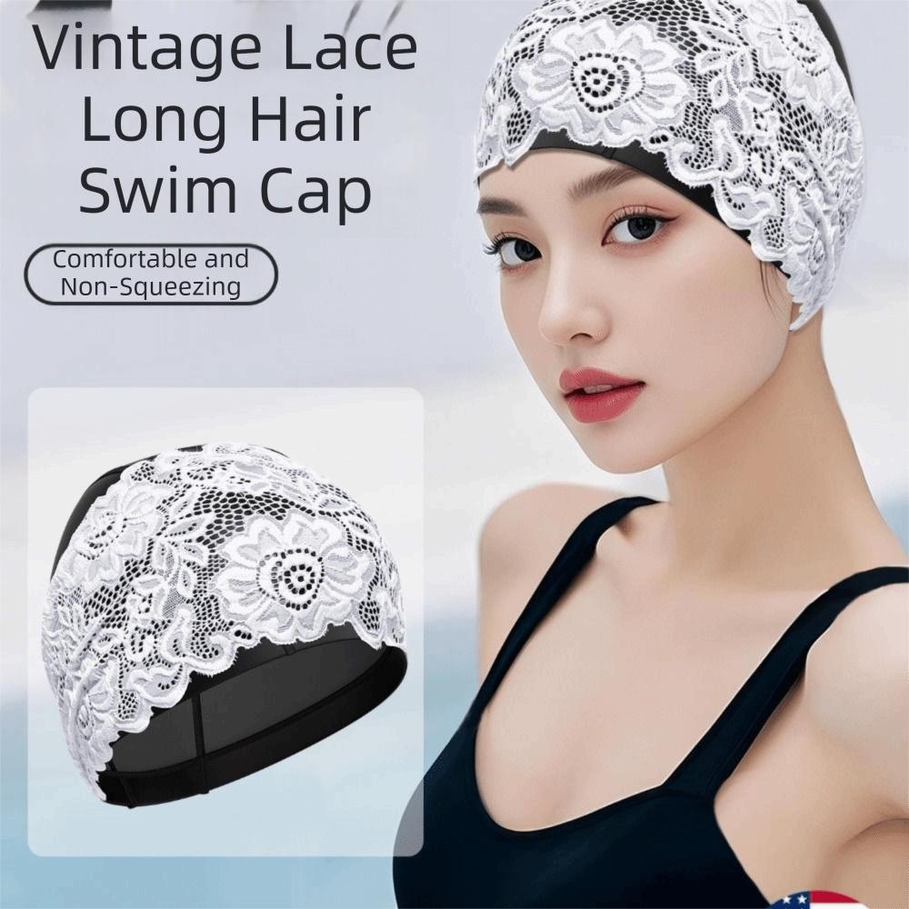 Long Hair Lace Swimming Cap Waterproof Bathing Cap Fashion Women Swim Cap Swim Pool