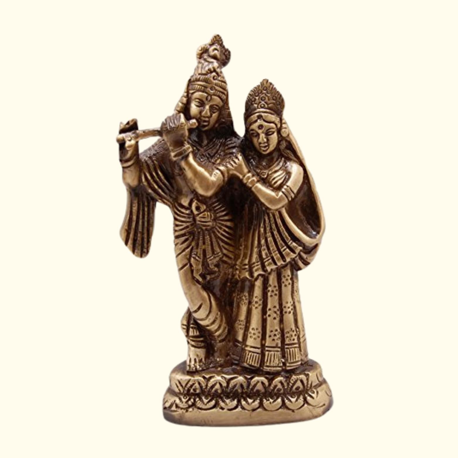 

Pure Brass Radha Krishna Pair Idol, God Goddess Radha Krishna, Size - Standard