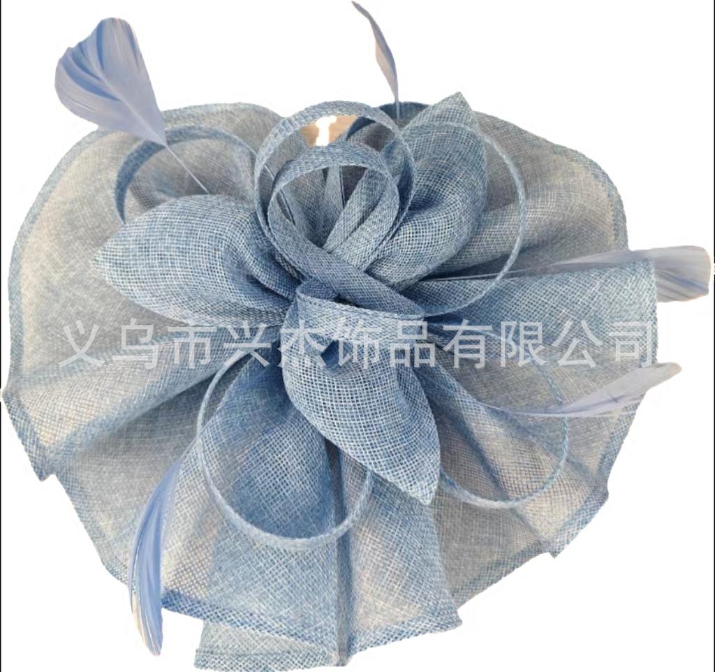 Actuación artística Tocado de malla nupcial Flor de plumas para el pelo Accesorio para el cabello Sombrero de copa de hilo Eugen Diadema Pasador modelado