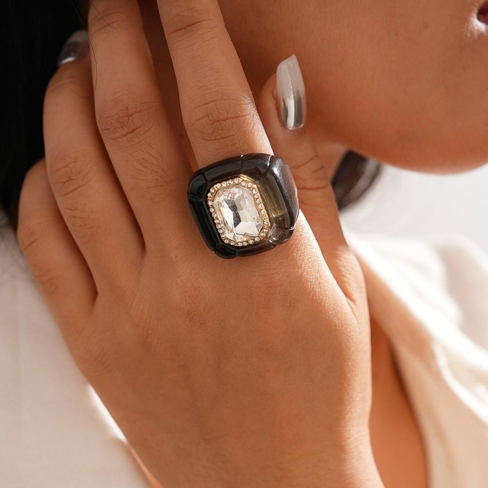 Y2K Klassieke Geometrische Ring Overdreven Grote Koepel Eenvoudige Ring Acryl Hars Ring Sieraden Cadeaus