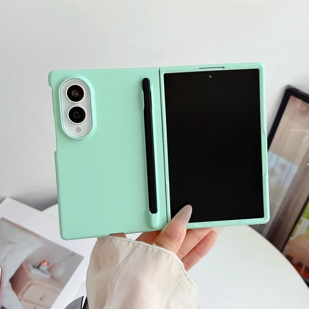 Shockproof Hard PC Pen Slot Phone Case with Stylus For Samsung Galaxy Z Fold 8 7 6 5 4 Fold8 Ultra Matte Candy Color Cover