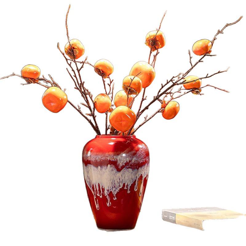 Rote Keramikvase für das Wohnzimmer – Elegantes Design für frische oder getrocknete Blumen, geeignet für kreative Hydroponik und moderne Arrangements.