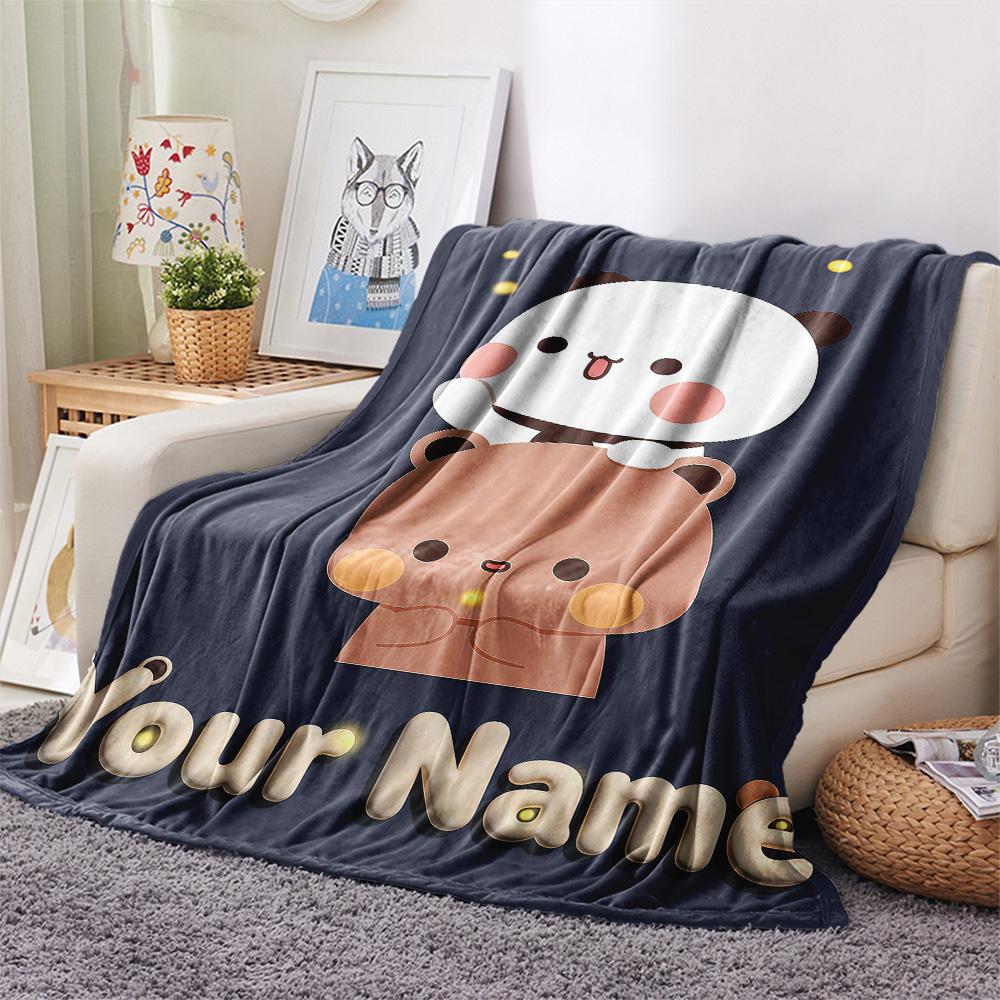 1 Stück Benutzerdefinierter Name PeacHE Goma Gemustert Flanelldecke Geeignet für Alle Jahreszeiten für Heimdekoration Wärme und Komfort Geschenke Feiertagsgeschenk -HE169