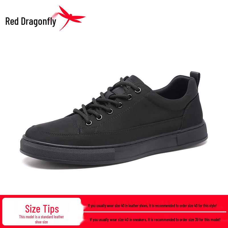 Red Dragonfly Men s Black Breathable Canvas Skate Shoes - Spring/Summer Odor-Resistant Casual Sneakers 41
