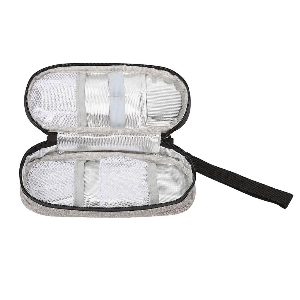 Insulin Cooler Bag Cooling Storage Carrying Pouch Zipper Design for Indoor Outdoor Grey