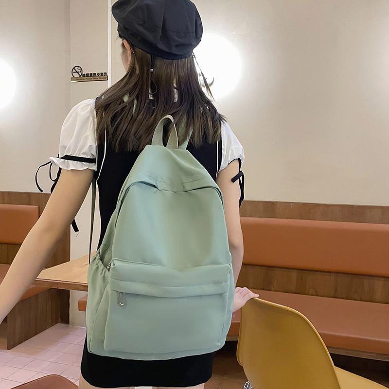 Simple Solid Color Casual Backpack Lightweight and High School Student Bag Multifunctional Backpack Suitable for Travel,School