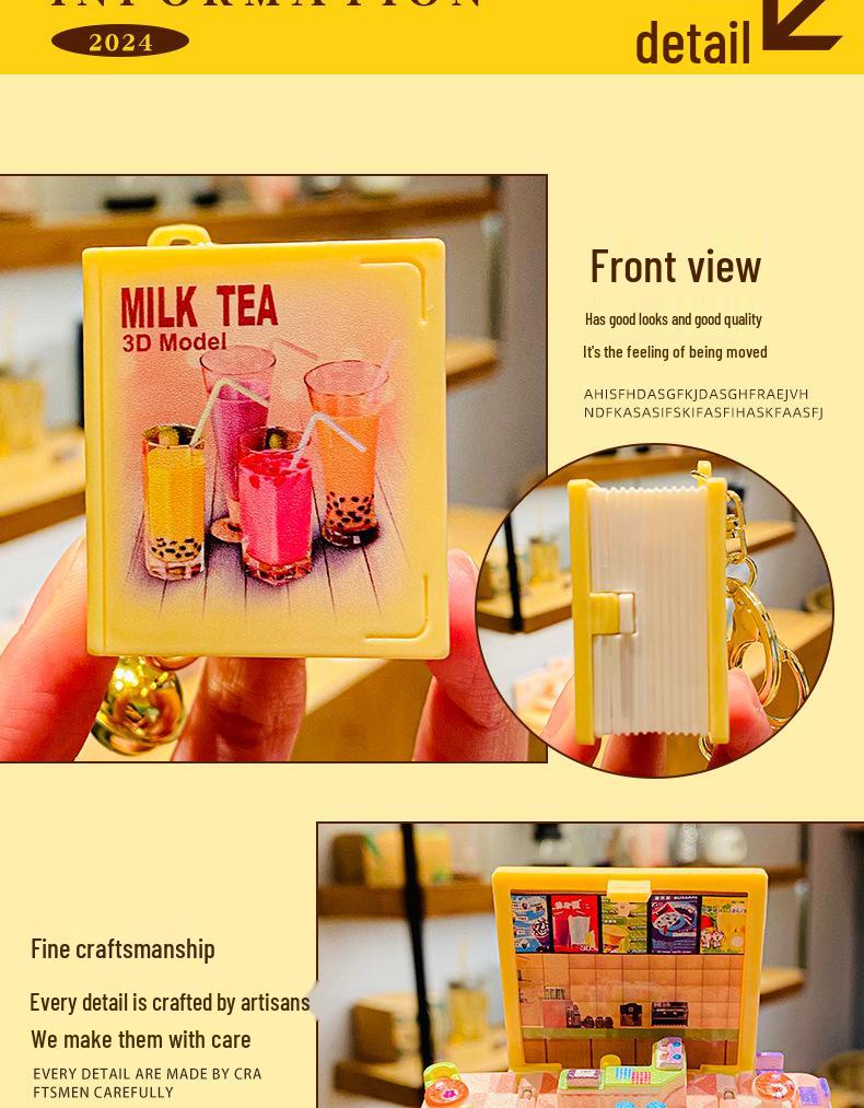 Cartoon Milk Tea Shop Keychain: Cute Couple Backpack Pendant & Creative Ornament Gift