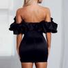 Einfarbiger BH für Damen, sexy, schulterfrei, schmale Passform, Wickel-Hüftkleid