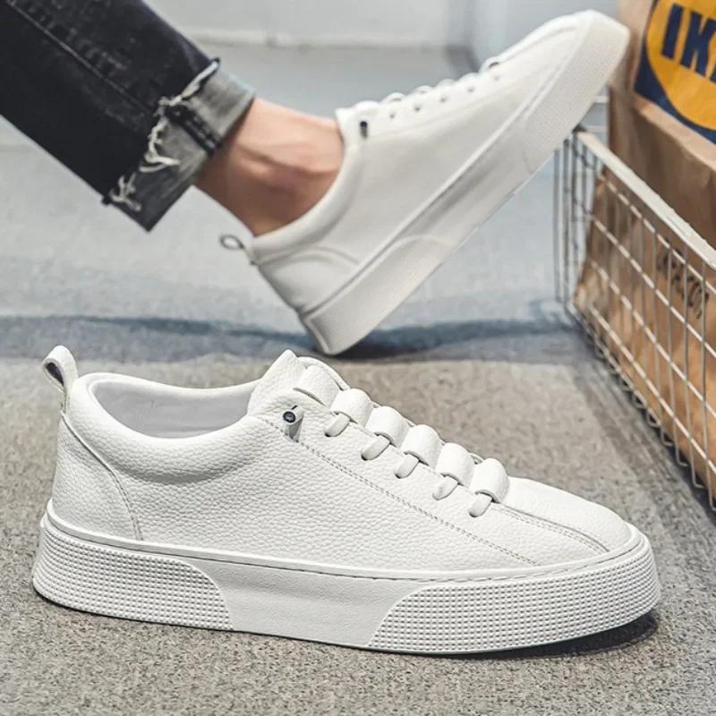 Fashion Men's Leather Casual Shoes Fashion Sneakers Designer Platform Tennis Shoes for Men Non Slip Sport Running Shoe Zapatillas Hombre