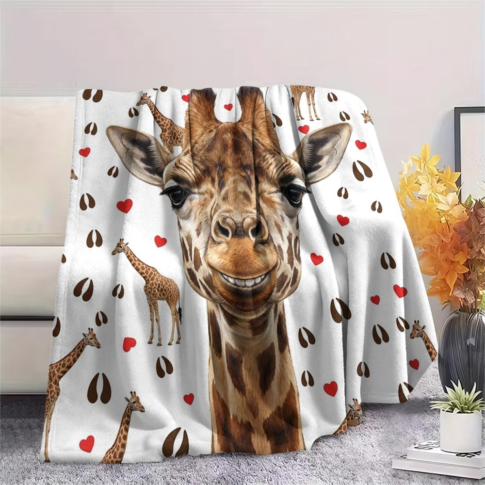 1 ks flanelová deka s potiskem kreslených zvířátek, Vysoká kvalita, Pro všechna roční období, Domácí dekorace, Teplo a pohodlí, Perfektní jako vánoční dárky