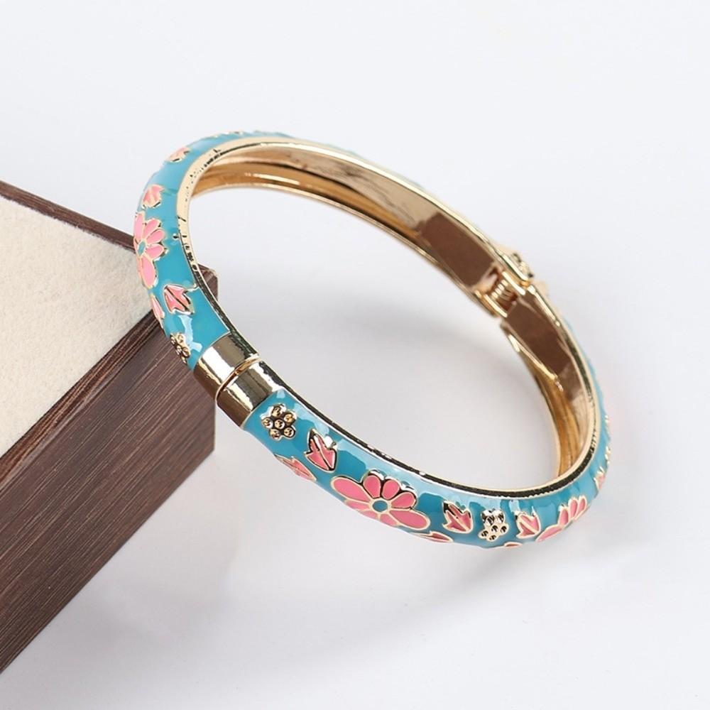 Enamel Vintage Cloisonne Bangle Colorful Women's Hand Bracelet Fashion Flower Bangle  Girls