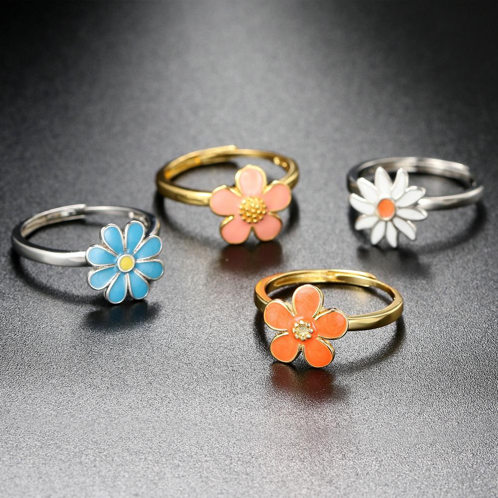 Y2k Flower Anxiety Spinner Ring for Women Adjustable Aesthetic Daisy Fidget Anti Stress Rings Trend Jewelry Valentine's Day Gift