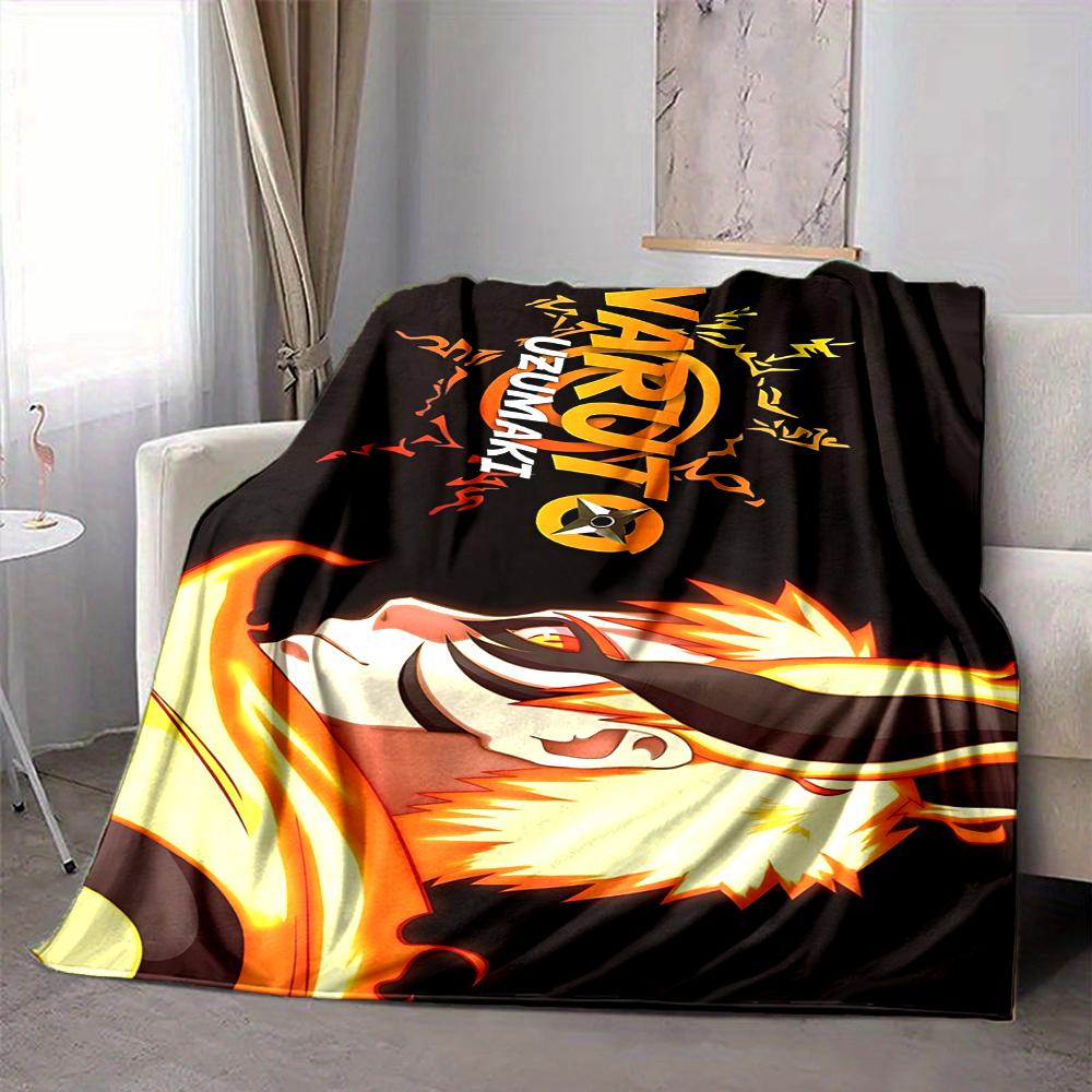 1Pc Naruto Fire Determination Flannel Blanket, Soft And Comfortable, Casual Warm, Camping Travel, Christmas, Halloween Xmas Gift S1629