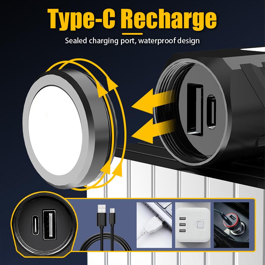 Powerful LED COB Flashlight 7 Modes Rechargeable Zoom Torch with Magnet Built in 18650 Battery Outdoor Camping Emergency Lantern