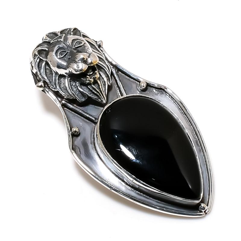 Natural Black Onyx Gemstone Pendant 925 Sterling Silver- Handmade Design, Everyday Wear Jewelry, Unique Black Onyx Pendant Wadding Gifts