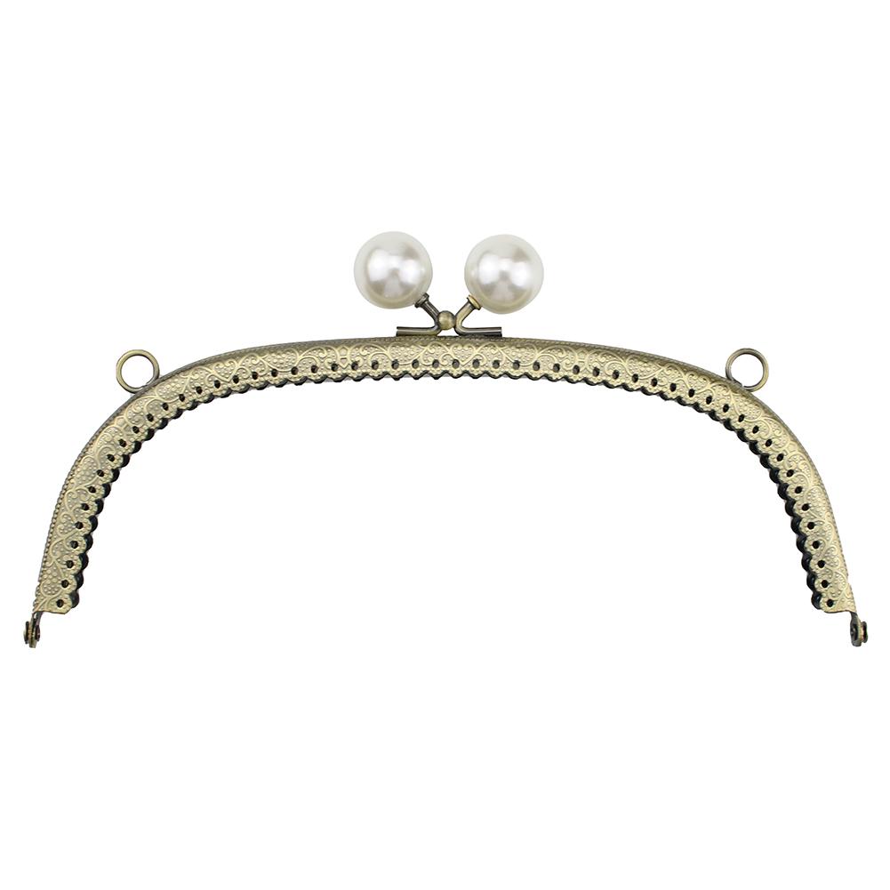 Metal Clutch Kiss Clasp Lock Lightweight with Pearl Coin Bag Kiss Clasp Lock DIY Craft Frame Coin Purse Lock Handbag Accessories