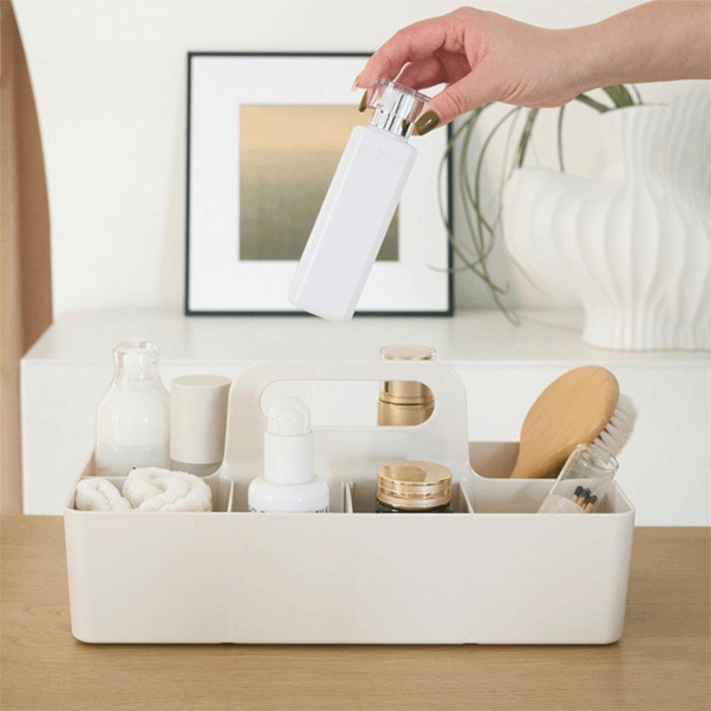 Plastic Portable Storage Organizer Segmented Space Saving Handle Sectional Tray Container Storage Basket Pen Holder