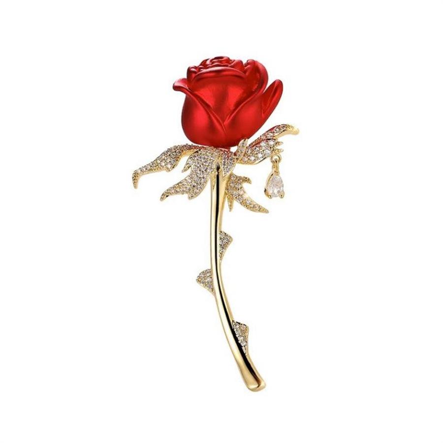 Vintage Personalized Red Rose Brooch красный