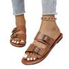 Retro Plus Size Women's Buckle Flip Flops - Open Toe Beach Sandals