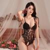 Ladies' Sexy Lingerie Sexy Lace Seduction Hollowed Out Open Top No Take Off Jumpsuit Hot See Through Suspender Pajamas