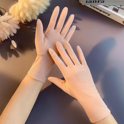 Anti-slip Riding Gloves Cotton Anti-UV Gloves Women Driving Gloves Summer Sunscreen Gloves Solid Color Outdoor Mittens
